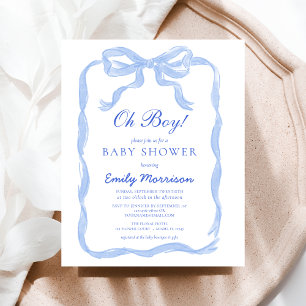 Papier Budget Oh Boy Blue Ribbon Bow Baby shower