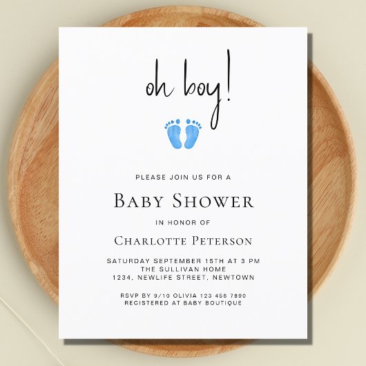 Papier Budget Oh Boy Boy's Baby shower Invitation