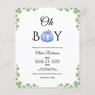 Papier Budget Oh Boy Citrouille Baby shower Automne Invit