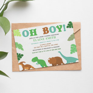 Papier Budget Oh Boy Cute Dinosaur Baby shower Invitation