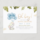 Papier Budget Oh Boy Elephant & Balloons Baby Shower (Devant)