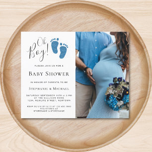 Papier Budget Oh Boy Photo Couples Baby shower Invitation