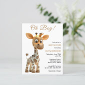 Papier Budget Oh garçon bébé Giraffe Baby shower Invitati (Debout devant)
