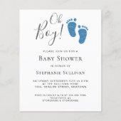 Papier Budget Oh Garçon Moderne Baby shower bleu Invitati (Devant)