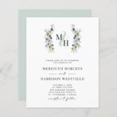 Papier Budget Olive Branch Monogram Mariage Invitation (Devant / Derrière)