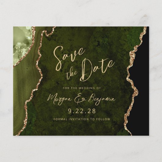 Papier Budget Olive Green Agate Mariage Enregistrer la da (Devant)