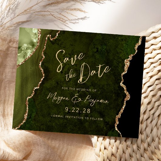 Papier Budget Olive Green Agate Mariage Enregistrer la da