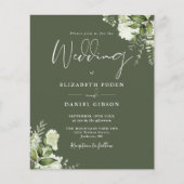 Papier Budget Olive Green Floral photo Faire-part de mari (Devant)