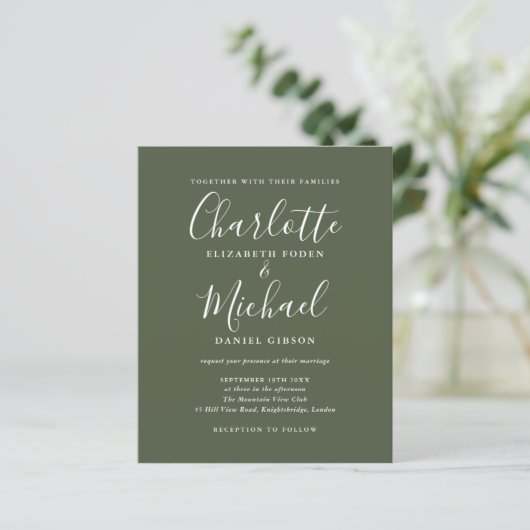 Papier Budget Olive Green Script photo (Debout devant)