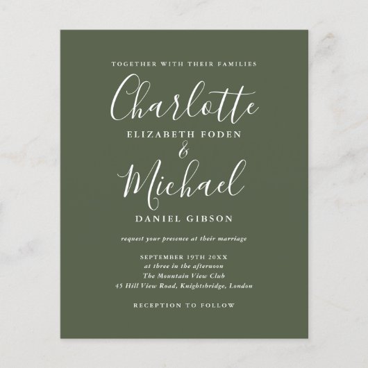 Papier Budget Olive Green Script photo (Devant)