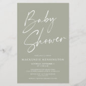 Papier Budget Olive Sage Green Baby shower de script simp (Devant)