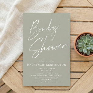 Papier Budget Olive Sage Green Baby shower de script simp