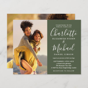 Papier Budget Olive Script Photos Faire-part de mariage