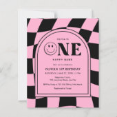 Papier Budget One Happy Babe Pink 1er anniversaire Invita (Devant)