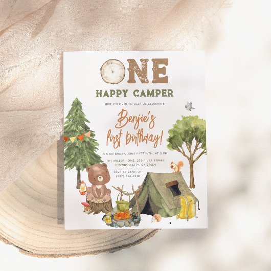 Papier Budget One Happy Camper Wood Bear Boy Boy 1er anni