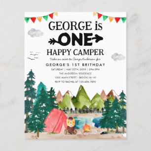 Papier Budget ONE Happy Camper Woods Camping 1er annivers