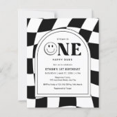 Papier Budget One Happy Dude Boy 1er anniversaire Invitat (Devant)