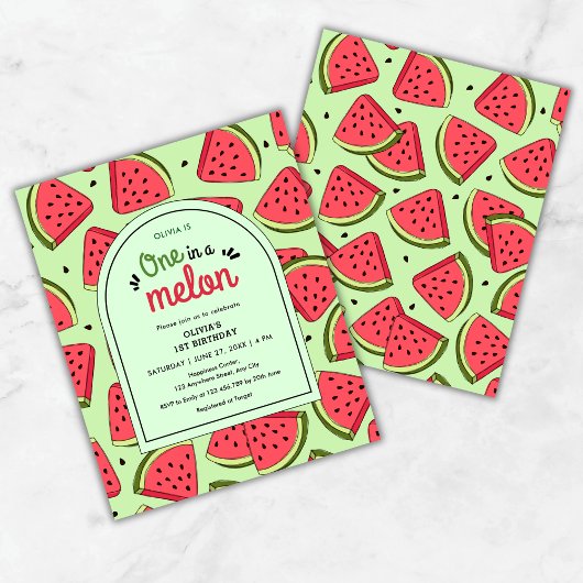 Papier Budget One in a Melon 1st Birthday Invitation