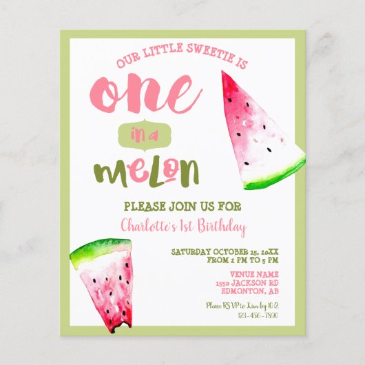 Papier Budget One in the Melon 1er Anniversaire rose vert (Devant)