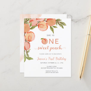 Papier Budget One Sweet Peach First Birthday Invitation