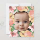 Papier Budget One Sweet Peach First Birthday photo Invite (Dos)