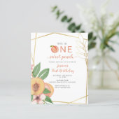 Papier Budget One Sweet Peach First Birthday photo Invite (Debout devant)