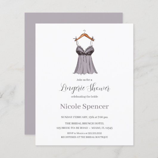 Papier BUDGET Ooh La La Lingerie Robe Bridal SHOWER (Devant / Derrière)