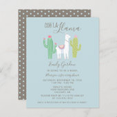 Papier Budget Ooh La Llama Baby shower mignon bleu & marr (Devant / Derrière)