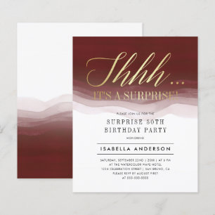 Papier Budget Or Bourgogne Aquarelle Surprise Anniversair