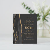 Papier Budget Or noir Agate QR Code 50e Anniversaire (Debout devant)