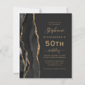 Papier Budget Or noir Agate QR Code 50e Anniversaire (Devant)
