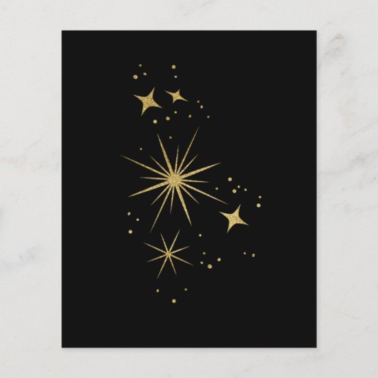 Papier Budget Or Noir Étoiles Célestes Mariage (Dos)