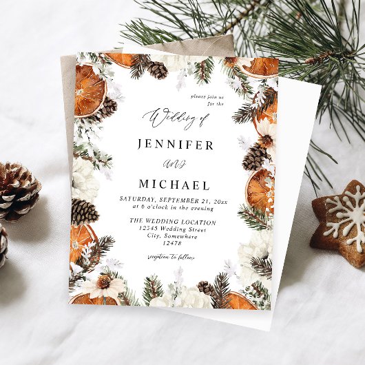 Papier Budget Orange & Blanc Floral Rustique Mariage