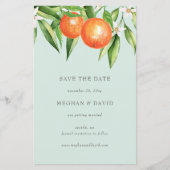 Papier Budget Orange Blossoms Citrus Enregistrer la date (Devant)