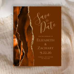 Papier Budget Orange Brûlé Agate Brun Invitation Anticipé
