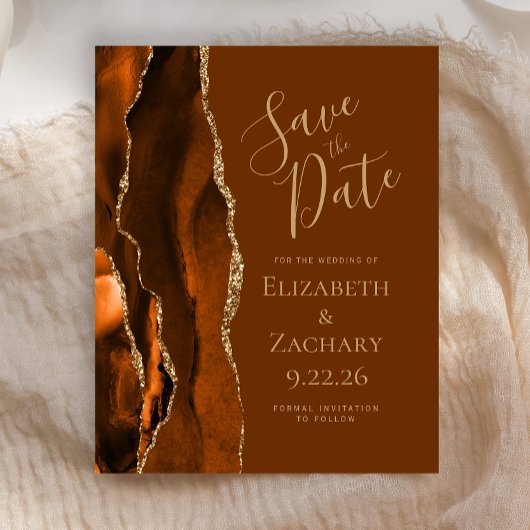 Papier Budget Orange Brûlé Agate Brun Invitation Anticipé