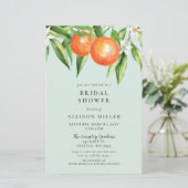 Papier Budget Orange Citrus nuptiale douche Invitation (Debout devant)