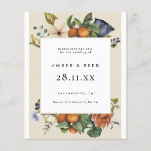 Papier Budget Orange Été Floral Botanique Bohème