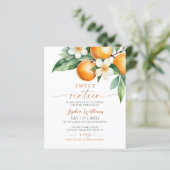 Papier Budget Orange Floral Sweet 16 Anniversaire Invitat (Debout devant)