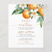 Papier Budget Orange Floral Sweet 16 Anniversaire Invitat (Devant)
