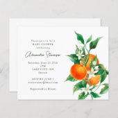 Papier Budget Orange Fruit Cute Baby shower Invitation (Devant / Derrière)