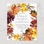 Papier Budget Orange & Jaune Mariage Floral Chute Or (Devant)