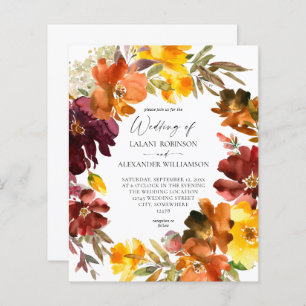 Papier Budget Orange & Jaune Mariage Floral Chute Or