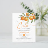 Papier Budget Orange Little Cutie Baby shower Invitation (Debout devant)
