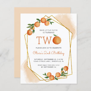 Papier Budget Orange Little Cutie Invitation 2e anniversa