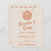 Papier Budget Orange Photo Disco Faire-part de mariage (Devant / Derrière)