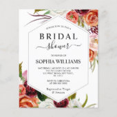 Papier Budget Orange Rose Cadre Bridal Shower Invitation (Devant)