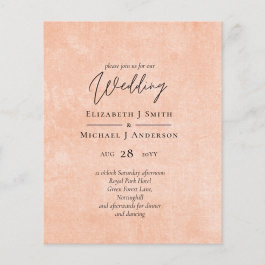 Papier BUDGET Orange Yellow Script Mariage (Devant)
