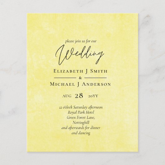 Papier BUDGET Orange Yellow Script Mariage (Devant)