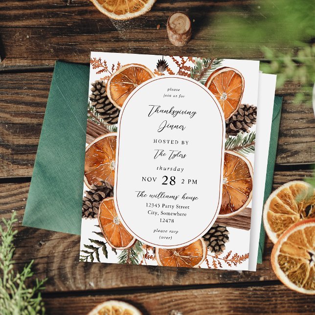 Papier Budget Oranges Rustique Vacances Thanksgiving Dîne (Créateur téléchargé)